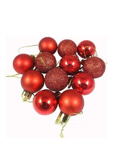 Buy Evisha Assorted Design12 Pcs Red Small Balls for Christmas Tree Decoration Hanging Ornaments in Egypt