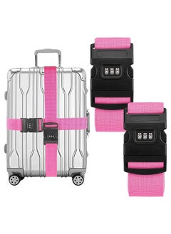 Buy 2 Pack Luggage Straps, Locking Buckle Strap Adjustable Waist Belt For Suitcase With Travel Belt Accessory (Pink) in Saudi Arabia