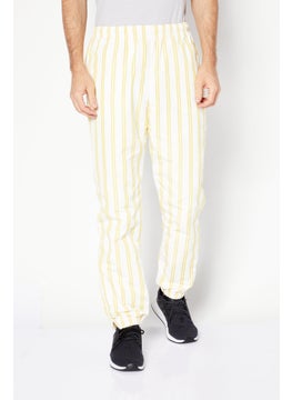 اشتري Men Regular Fit Stripe Track Pant, White/Yelllow في الامارات