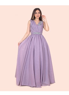 Buy Evening Dress Of Organza Material Decorated With Pleats On The Chest And Inlaid in Saudi Arabia