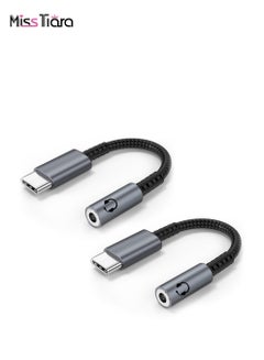 Buy 2 Piece Type-C to 3.5 mm Jack Headphone Aux Audio Compatible Adapter in UAE