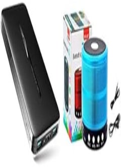 اشتري Travel Essential Bundle (Joyroom JR-T012 Top star mobile power 10000mAh black + SPOY Mini Bluetooth Speaker WS-887 with FM Radio, Memory Card Slot, USB Pen Drive Slot, AUX Input Mode - Blue, wireless) في مصر