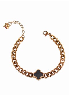 Buy Alissa Fashion Bracelet With Clover Leaf Black in UAE