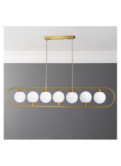 Buy Ucandle Modern Dining Table Chandelier, Gold Rectangular Ceiling Light, Large Width 116 cm, 7 Globe Frosted Glass Lamps, Eye Comfort Lighting in Saudi Arabia