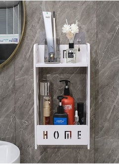 Buy Bathroom Storage Shelf Cabinet Rack White 25 x 14 x 35 cm in UAE