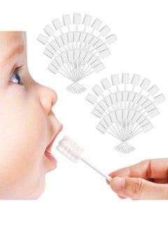 Buy Baby Toothbrush Baby Teeth Cleaning Newborn Baby Tongue Cleaner with Paper Handle Baby Disposable Tongue Mouth Teeth Gums Dental Care Suitable for 0-36 Months Baby (60 Pieces) in Saudi Arabia