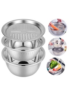 Buy 3 in 1 Multifunctional Colander with Rice Washing Bowl and Stainless Steel Grater for Salad Rice Kitchen Multipurpose 283 in 1 Multifunctional Colander with Rice Washing Bowl and Stainless Steel Grater for Salad Rice Kitchen Multipurpose 28 in Egypt