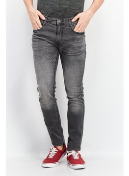 اشتري Men Slim Fit Washed Denim Jeans, Grey في الامارات