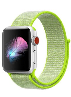 Buy For Apple Watch Series(42mm)(44mm) (45mm) & Apple Watch Ultra (49mm) Nylon Sport Replacement Strap Bands With Adjustable Closure - Light Green / Yellow in Egypt