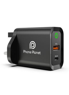 اشتري Phone Planet 30W Dual Port Wall Charger for Charging Phones and Tablets Black في السعودية