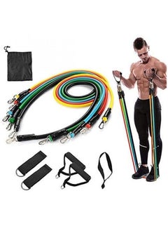 اشتري 11Pcs Resistance Fitness Band Set Workout Bands with Handles Exercise Bands Training Equipment for Arm Leg Training Gym Home Exercise في الامارات