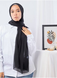 اشتري Plain Wide Crinckled Chiffon Black For Women في مصر