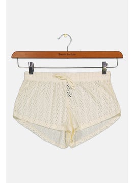 Buy Women Crochet Short Beachwear, Ivory in UAE