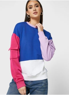 Buy Colorblock Sweatshirt With Pockets in Saudi Arabia