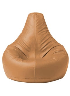 Buy Faux Leather Tear Drop Recliner Bean Bag with Filling Tea Brown in UAE