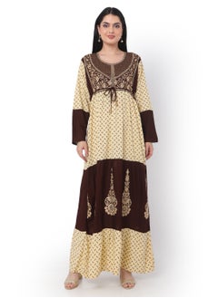 اشتري MODEST THICK EMBRODERED WITH LONG SLEEVES AND UNIQUE THREAD BELT HIGH QUALITY STYLISH ARABIC KAFTAN JALABIYA DRESS في السعودية