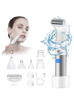 Buy 6 in 1 with LED Display Electric Razor for Women Wet & Dry Lady Shaver, Portable Waterproof Bikini Trimmer, Cordless Body Hair Removal for Face Nose Legs Underarms and Bikini Line in Saudi Arabia