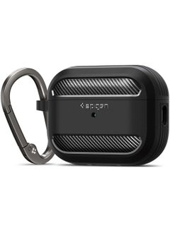 Buy Spigen Rugged Armor for Airpods Pro 2 Case Cover with Carabiner - Matte Black in UAE