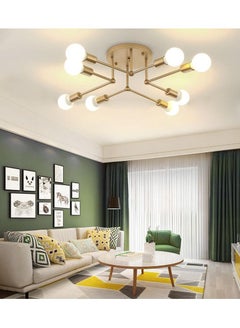 Buy 8 Head Modern LED Chandelier Lighting Ceiling Lamp for Bedroom Living Room, Gold, without Bulbs in Saudi Arabia