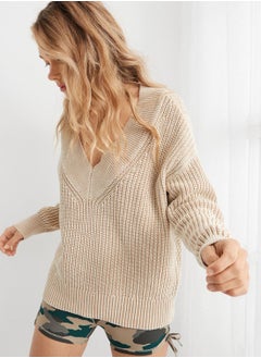 Buy Knitted V-Neck Sweater in UAE