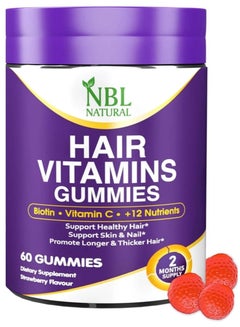 Buy Hair Vitamins 60 Gummies Supplement With Vitamin C, Biotin & Folic Acid For Men Women's in Saudi Arabia