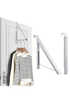 اشتري Over the Door Hooks, Over the Door Hanger Organizer, Foldable Single Closet Hanger Hooks, for Hanging Coats Hats Robes Towels Bathroom Bedroom Door Hangers (White) في السعودية