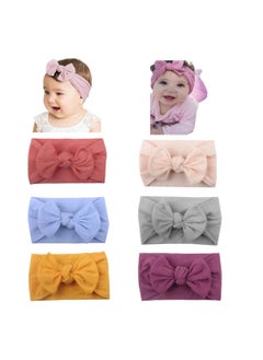 اشتري 6PCS Baby Girl Nylon Headbands and Bows Super Soft Stretchy Elastic Turban Knotted Hairbands Hair Bands Hair Accessories For Newborn Baby Girls Infant Toddlers Kids (Assorted Colors) في الامارات