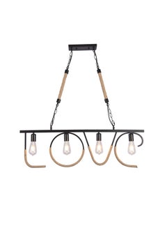 اشتري Industrial Jute Rope Love Design Metal Shade Hanging Pendant Ceiling Light Black and Brown E27 Base (Bulb not Included) Black في الامارات