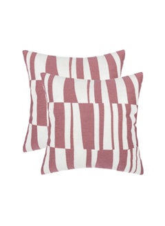 Buy 2 Piece Embroidered Cushion Cover (45X45cm) Without Filler Pink in Saudi Arabia