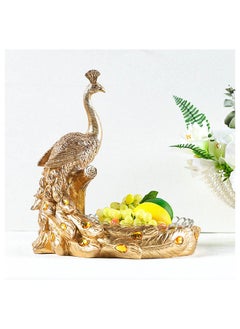 اشتري Lori Gold Peacock Fruit Plate Creative Fruit Basket Table Snack Tray for Decoration Place Dried Fruit 38x30x39Cm في الامارات