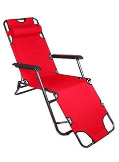 اشتري Foldable Zero Gravity Camping Chair With Headrest/Beach Chair/Camping Bed/Sun Lounger - Red في الامارات