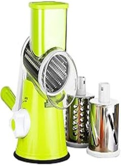 Buy Generic Rotary Cheese Grater Vegetable Slicer Kitchen Grater with 3 Interchangeable Stainless Steel Roller Blades for Cheese Vegetable Fruit Nuts (Green) in Egypt