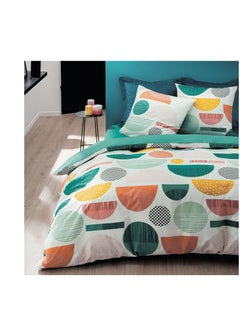 Buy 3 Piece 100% Cotton King Size Duvet Cover Set - Printed - Graphic Multicolour (240x200 cm) in UAE