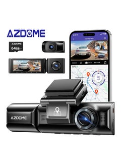 Buy 3 Channel 4K Dash Cam for Cars, 4K+1K Dash Cam Front and Rear, 1440P+1080P+1080P Triple Dash Cam, 3.19" IPS Screen, Free 64GB Card, Built-in GPS WDR IR Night Vision, 24H Parking Mode Black in UAE