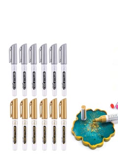 اشتري Metallic Markers Pens Gold Silver Acrylic Markers Set Waterproof Resin Epoxy Paint Pens for Paper Painting Scrapbooking Crafts Card Making Ceramics Photo Album Ceramic Glass DIY Craft Painting 12PCS في الامارات