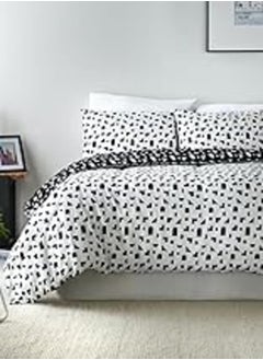 اشتري Matalan Cotton Rich Monochrome Geometric Duvet Cover, Double Size, Black في مصر