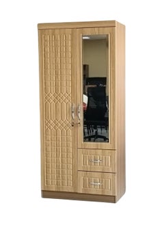 Buy 2 Lockable Door Wooden Wardrobe,Cabinet,Cupboard Of Engineered Wood With 2  Drawer Perfect Modern Stylish Heavy Duty Color Oak in UAE