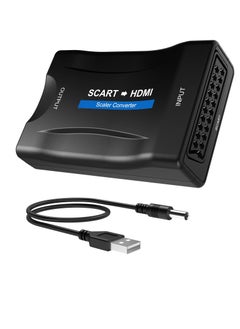 اشتري SCART to HDMI Converter Adaptor Converts Analog Scart Input to HDMI Output 720P or 1080p 60Hz SCART Input HDMI Output Adaptor for HDTV STB VHS Xbox PS3 Sky BLU-Ray DVD Player Monitor Projector في الامارات