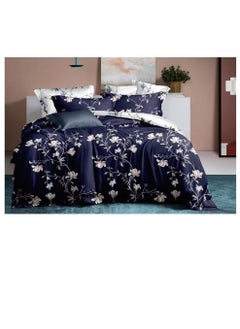 Buy 6-Pieces Glace Cotton Printed Fancy Comforters Set Fixed duvet, fitted bedsheets and pillowcase King Size F39 in UAE