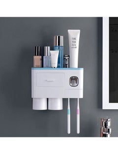Buy Multifunctional Space-Saving 2 Cups Wall Mounted Toothbrush Holder and toothpaste squeezer with Drawer in Saudi Arabia