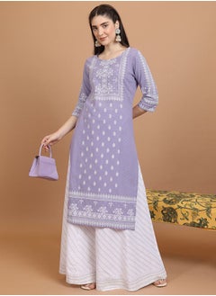 اشتري Floral Print Straight Kurta and Palazzo Set في السعودية