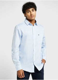 Buy Thomas Scott Classic Self Design Pure Cotton Slim Fit Formal Shirt in UAE