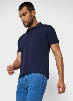 اشتري Contrast Collar Tape Detail Polo Shirt في السعودية