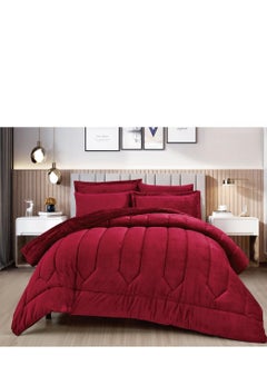 Buy Winter double bed quilt set, plain hotel, made of soft velvet and warm fur to give you comfort, size 230*250cm in Saudi Arabia