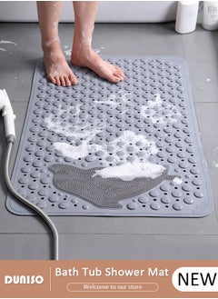 Buy Dolphin Pattern Anti Slip Bathroom Mat Shower Mat Waterproof Mat Foot Massage Mat With Drain Holes And Suction Cups 35*70cm Bath Mat For Tub, Toilet And Bathroom Floors-Grey in UAE