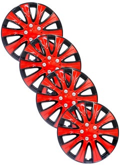 Buy EMTC Taiwan Wheel Cover Pack of 4 | 15" Inch | EM-3140 Black Red 2 Universal Nested Style in UAE