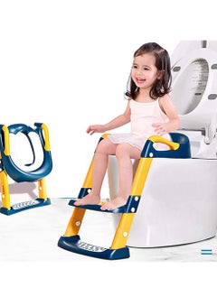 Buy Potty Training Seat for Kids, Adjustable Toddler Toilet Potty Chair with Sturdy Non-Slip Step Stool Ladder, Comfortable Handels and Splash Guard in UAE