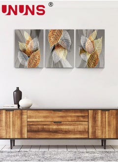 اشتري Set Of 3 Framed Canvas Wall Arts,Abstract Leaves Pattern Canvas Wall Art For Living Room,Modern Office Wall Pictures Bathroom Home Decorations,30x40cm في الامارات