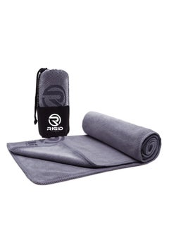 Buy Microfiber Gym Towel - Face Towel, Yoga Towel - Quick Dry & High Absorbent Sweat Towel For Gym Exercises and Outdoor - Thick 400Gsm - 75x35cm-Grey in UAE