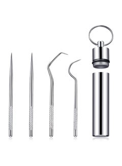 Buy 4 pcs/set Portable Stainless Steel Pocket Set Reusable Metal Toothpicks, Holder for Outdoor Picnic Camping Traveling Supplies in Egypt